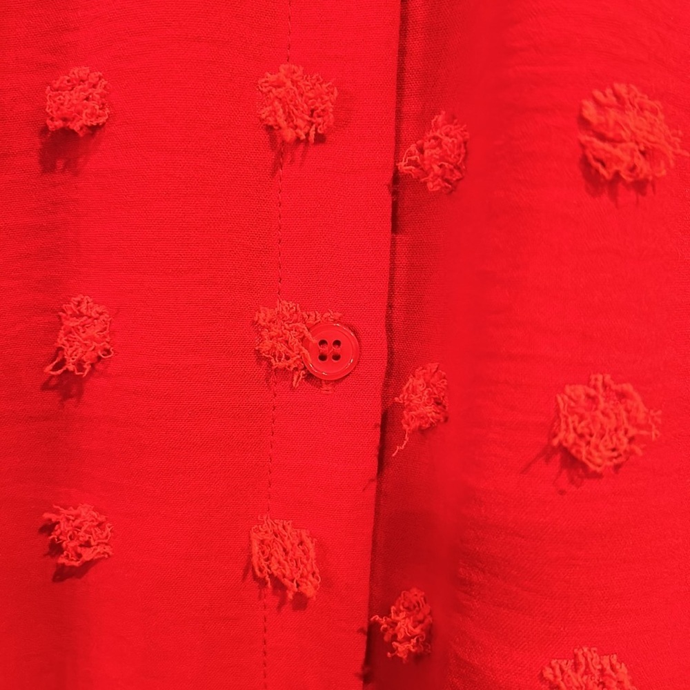 Jodifl Short Sleeve Swiss Dot Loose Fit Top Red Size Small - Picture 13 of 13